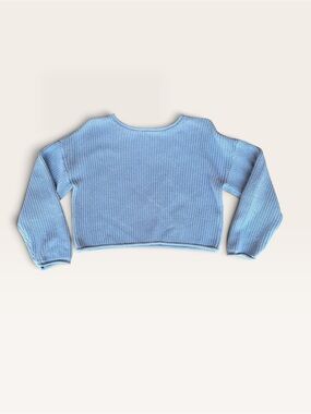Copper Key Light Blue Ribbed Cropped Sweater
